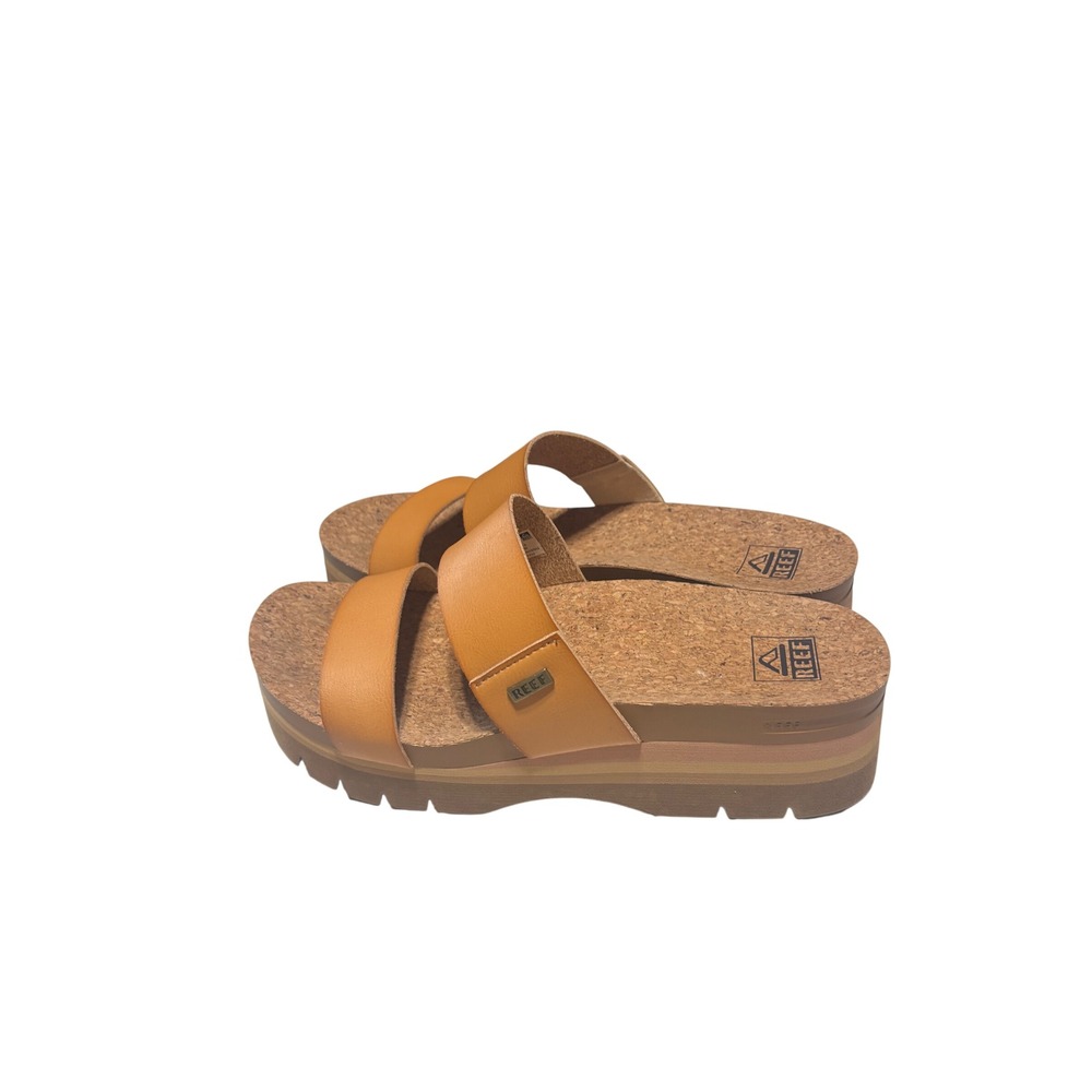 Reef Vista Hi Tan Platform Sandals Cork Footbed Lug Sole Womens 11 CI6639